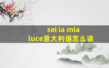 sei ia mia luce意大利语怎么读